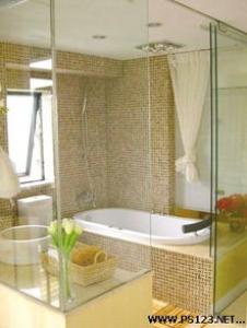 卫浴间装修效果图,卫浴设计方案,黑白调则充满时尚古典气息,沉稳而极具